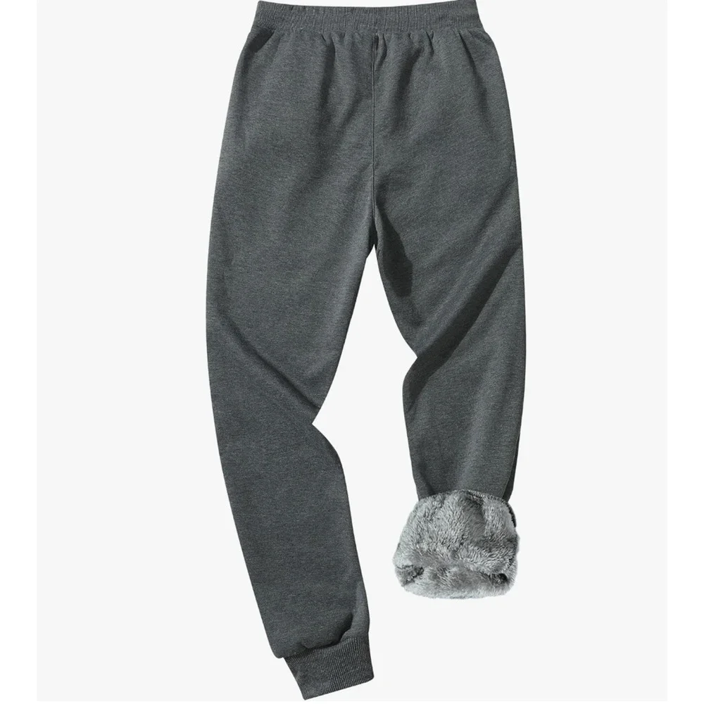 Machlab Men's Thermal Fleece Jogger Pants Sherpa Lined Sweats Gray Medium NEW